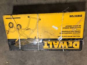 lot 17 image: DEWALT 32-12 in. x 60 in. Rolling Miter Saw Stand with 300 lbs. Capacity  Customer Returns See Pictures
