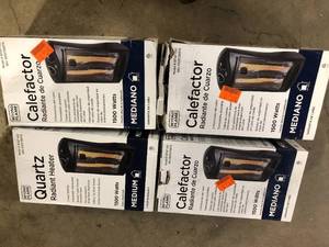 lot 25 image: Lot of 4 1500-Watt Black Electric Tower Quartz Infrared Space Heater with Thermostat  Customer Returns See Pictures