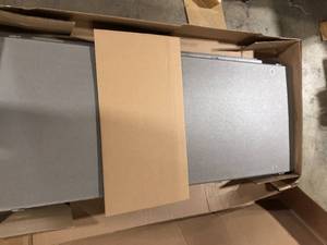 lot 35 image: Suncast Resin Freestanding Garage Cabinet in Platinum (30 in. W x 72 in. H x 20 in. D)   Customer Returns See Pictures