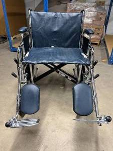 MSRP $450 NEW Floor Model Medline&nbspExcel Extra Wide Bariatric Folding Wheelchair For Adults &amp Seniors - Removable Desk-Length Arms, Calf Pads and Swing-away Elevating Footrests, 24inW -&nbspSupports up to 500 lbs