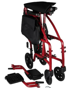 MSRP $175 NEW Floor Model Walgreens (Drive Medical) Ultra Lightweight Folding Transport Wheelchair With Removable Footrests, Seatbelt &amp Side Bag - Supports Up To 300lbs