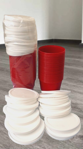 MSRP $150  1 Case Red 8oz (1 Cup) Storage Containers With White Lids - Perfect For Valentines Day &amp Organizing Beads, Nails Etc - 250 Containers With Lids In A Case&nbsp Bonus These Containers Can Be Frozen Without Cracking