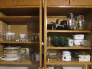 lot 19 image: (K) 2 Upper Cabinets Full of Misc Some Vintage See Photos