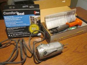 lot 39 image: (L) Craftsman 12V Chain Saw Sharpener, Remington Power Hammer and Window Insulating Kit