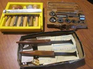 lot 50 image: (L) Wood Carving Set, Metal Hole Cutter Set and Other