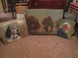 lot 88 image: (DLR) 3 Vintage Canvas Paintings