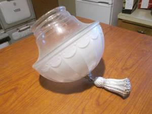 lot 134 image: (DLR) Vintage Glass Ceiling Light Globe with Hanging Tassle Looking Ornament - Globe is 10 Wide