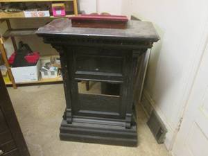 lot 138 image: (BR) Vintage Wood Church Podium with Material Covered Book Holder