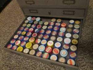 lot 140 image: (DLR) Vintage Metal 3-Drawers Full of Rolls of Negitives in Conatainers That Are All Labeled...