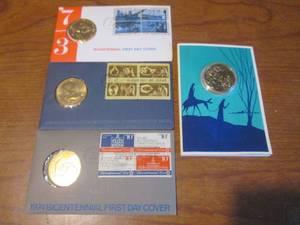 lot 167 image: (K) Lot of 4 Commemorative Coins - 3 with Stamps