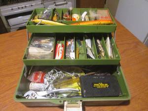 lot 174 image: (DLR) Tackle Box Full of Assorted Fishing Tackle