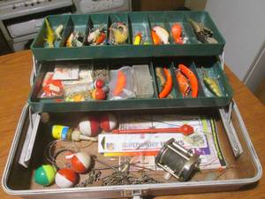 lot 175 image: (DLR) Tackle Box Full of Assorted Fishing Tackle