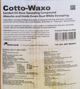 lot 35 image: Cotto Waxo oil-based sweeping compound, New