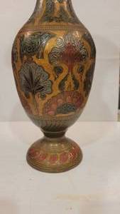 lot 5 image: Vintage Bronze Vase,Hand Painted