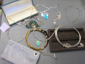 lot 25 image: Beautiful array of silver tone costume jewelry