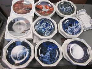 lot 42 image: Collection of gorgeous Decorative Plates ranging from Horses to Unicorns to Native scenes