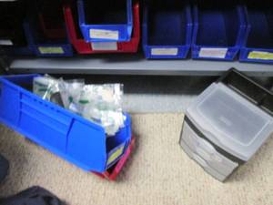 lot 47 image: Fantastic assortment of stackable organizers plus a Sterlite desktop 3-drawer with other storage compartment organizer