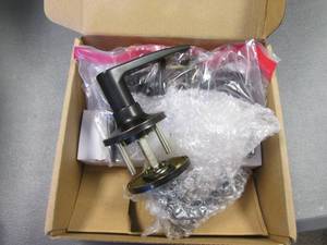lot 50 image: Set of 2 Oil Rubbed Bronze door levers with hardware