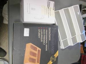 lot 309 image: Electric Milk Frother, Food bag organizer and an expandable 3 tier spice rack