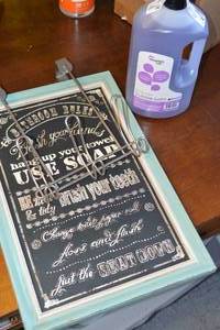 lot 240 image: Lavender Bubble Bath  Bathroom Sign & Hanger