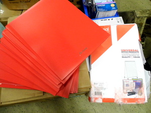 lot 19 image: Lot of Universal copy paper and poly pocket folders