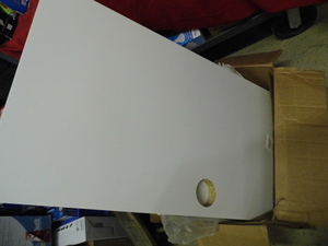 lot 52 image: White open box office Desk (needs assembly)