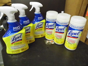 lot 67 image: Lot of assorted Lysol household Cleaners and wipes