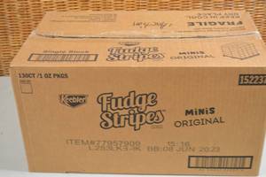 lot 65 image: Case of Keebler Fudge Stripes Minis Cookies Best by 06082023