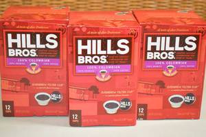 lot 183 image: 3ct Hills Bros 100% Columbian Medium Roast 12-Pack K-Cups Best by 03172023