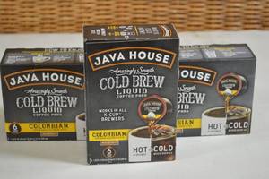 lot 185 image: 3ct Java House Amazingly Smooth Cold Brew Liquid K-Cups Columbian Coffee 6-Pack Best by 11172023