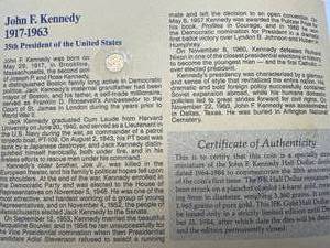 lot 12 image: JFK 14kt Gold Coin