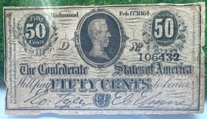 lot 40 image: Genuine 1864 .50 Cent Currency