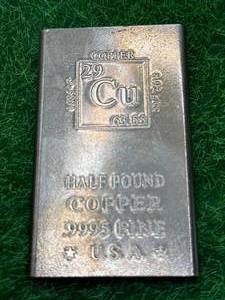 lot 60 image: Half Pound .999 Investment Grade Copper Bar
