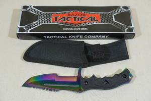 lot 76 image: Razor Tactical Iridescent Knife with Sheath