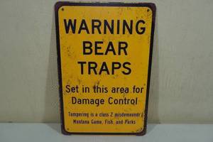 lot 125 image: Metal Bear Trap Warning Sign