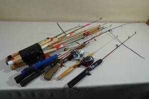 lot 130 image: Assorted Ice Fishing Rods - Some Reels