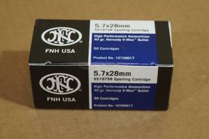 lot 159 image: 50 FNH 5.7 x 28mm 40 Gr Hornady V-Max Ammo