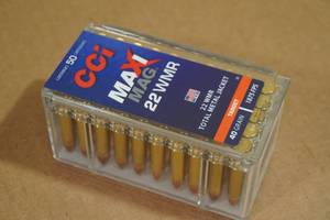 lot 172 image: 50 CCI Maxi Mag .22 WMR 40 Gr TMJ Ammo