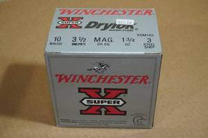 lot 188 image: 25 Winchester Super-X 10 Gauge 3-12 Magnum Steel 3 Shot Shotshells