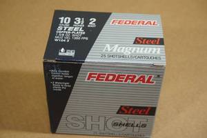 lot 191 image: 25 Federal 10 Gauge 3-12 Magnum Steel 2 Shot Shotshells