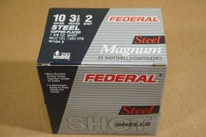 lot 192 image: 25 Federal 10 Gauge 3-12 Magnum Steel 2 Shot Shotshells