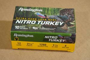 lot 221 image: 10 Remington Nitro Turkey 12 Gauge 2-34 4 Shot Shotshells