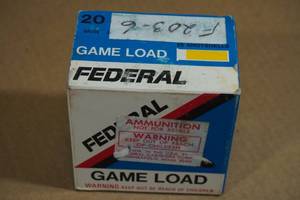 lot 222 image: 25 Federal Game Load 20 Gauge 2-34 6 Shot Shotshells