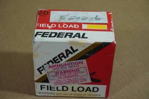 lot 223 image: 25 Federal Field Load 20 Gauge 2-34 6 Shot Shotshells