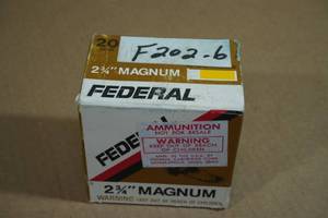 lot 224 image: 25 Federal 20 Gauge 2-34 Magnum 6 Shot Shotshells