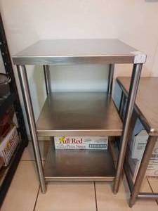 lot 73 image: Work Table 24in x 24in Stainless Steel Work Top with two undershelves