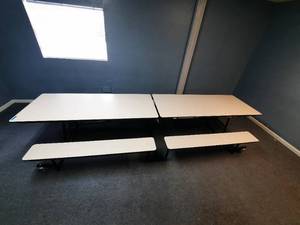lot 82A image: Artcobell Mobile Cafeteria Folding Rollaway Table