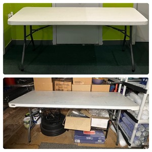 lot 160 image: (2) Tables MaxChief 72 x 29.5 x 29H. Lifetime, 89272 6 foot nesting.