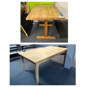 lot 203 image: (2) Wood Tables 72L X 40 W X 29.5 H 48L X 28.75W X 37H.