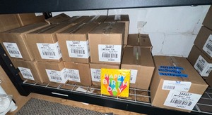 lot 199 image: 19 boxes with 12 16-packs of Creative Converting Happy Birthday 2-ply 12 78 inch Napkins per box. 3648 total napkin coun